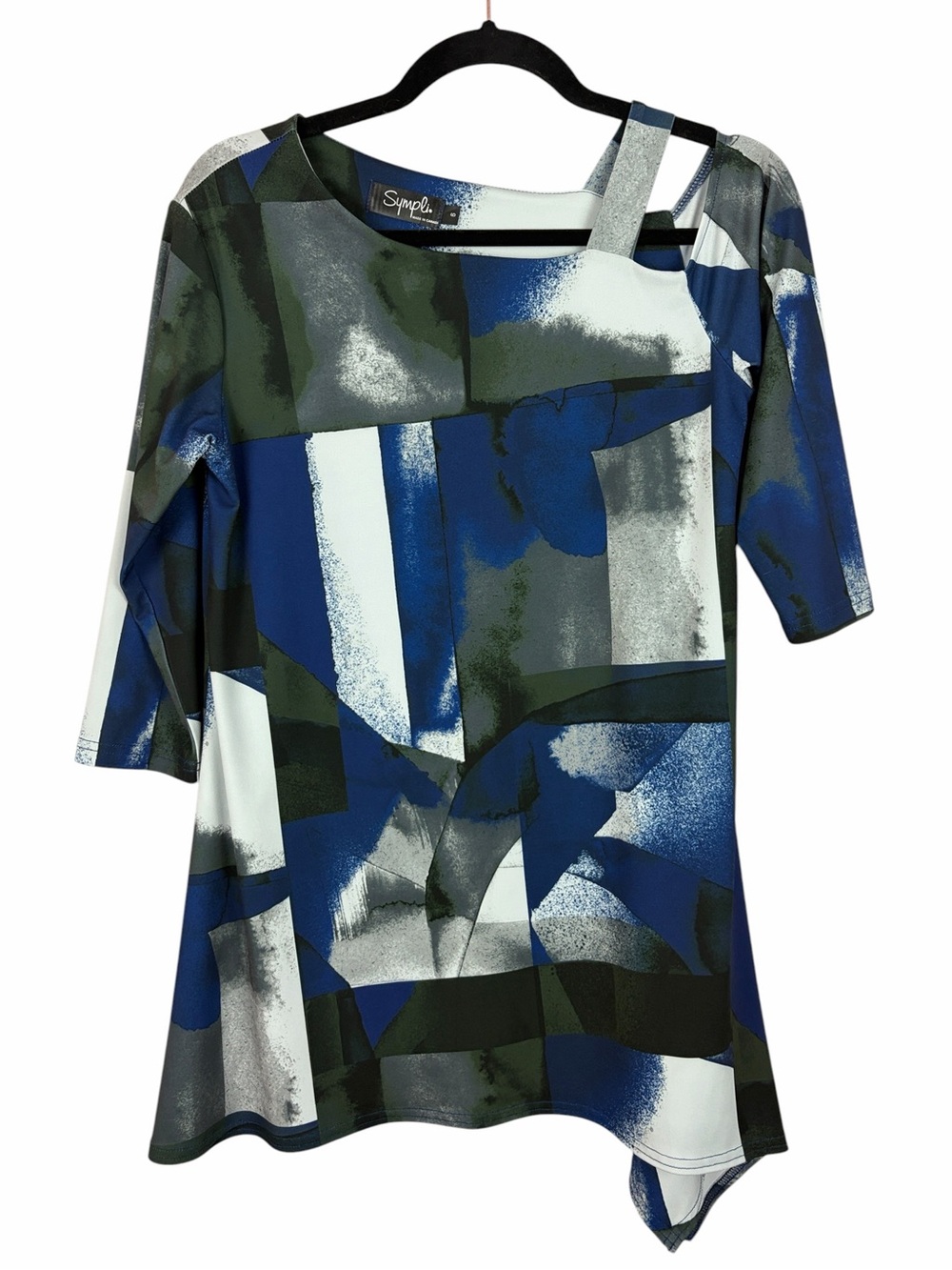 Sympli Canada Abstract Asymmetrical Tunic Top Blue Green Size 6